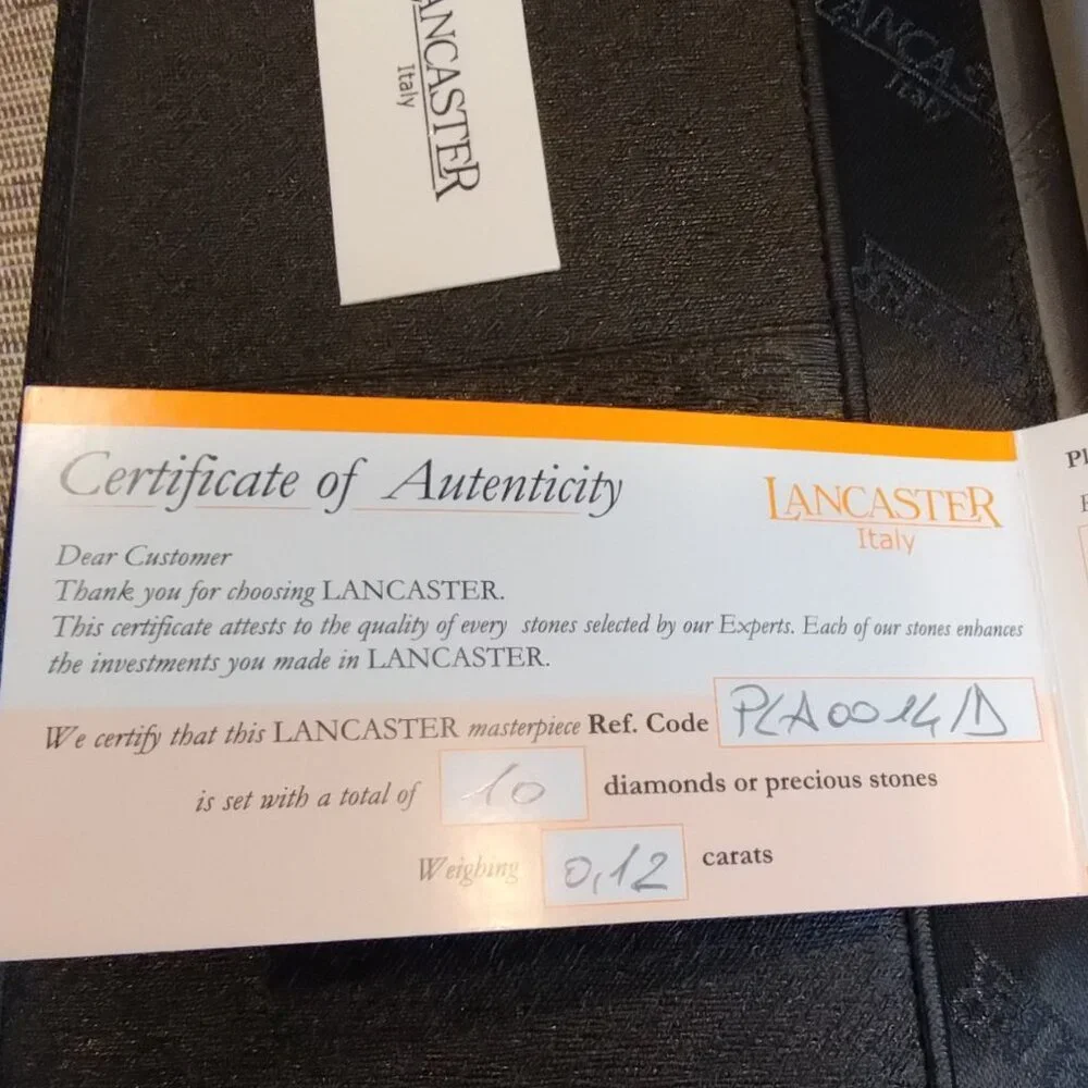 Lancaster Italy Black Leather Wallet/Photo/CC/Biz Card Holder New Cert of Auth